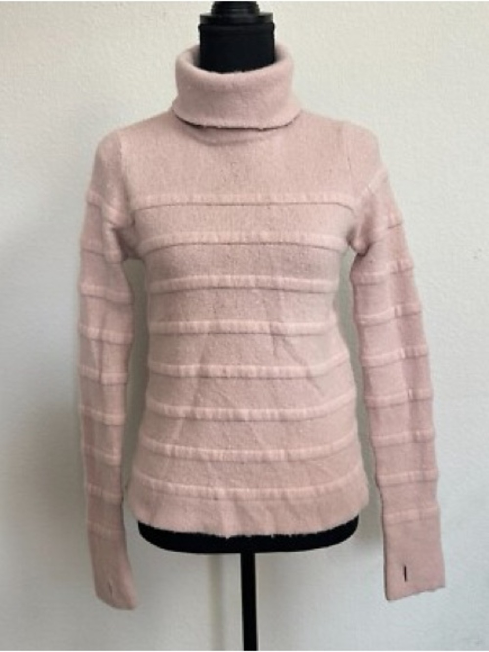 Lacoste Women’s Wool Pink Ribbed Turtleneck Sweater